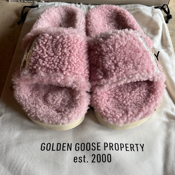 Golden Goose Poolstar Shearling Slide Sandal Pink New - Picture 9 of 10